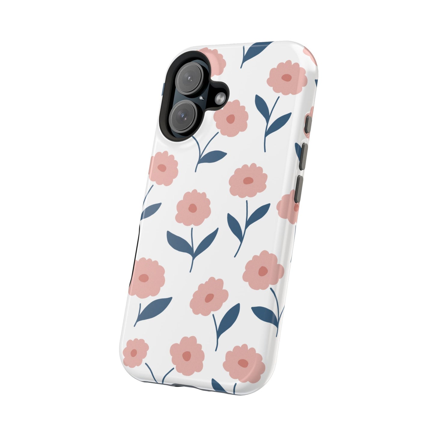 Playful Pink Floral Tough MagSafe  iPhone Case – Soft Pastel Design, Slim & Shockproof