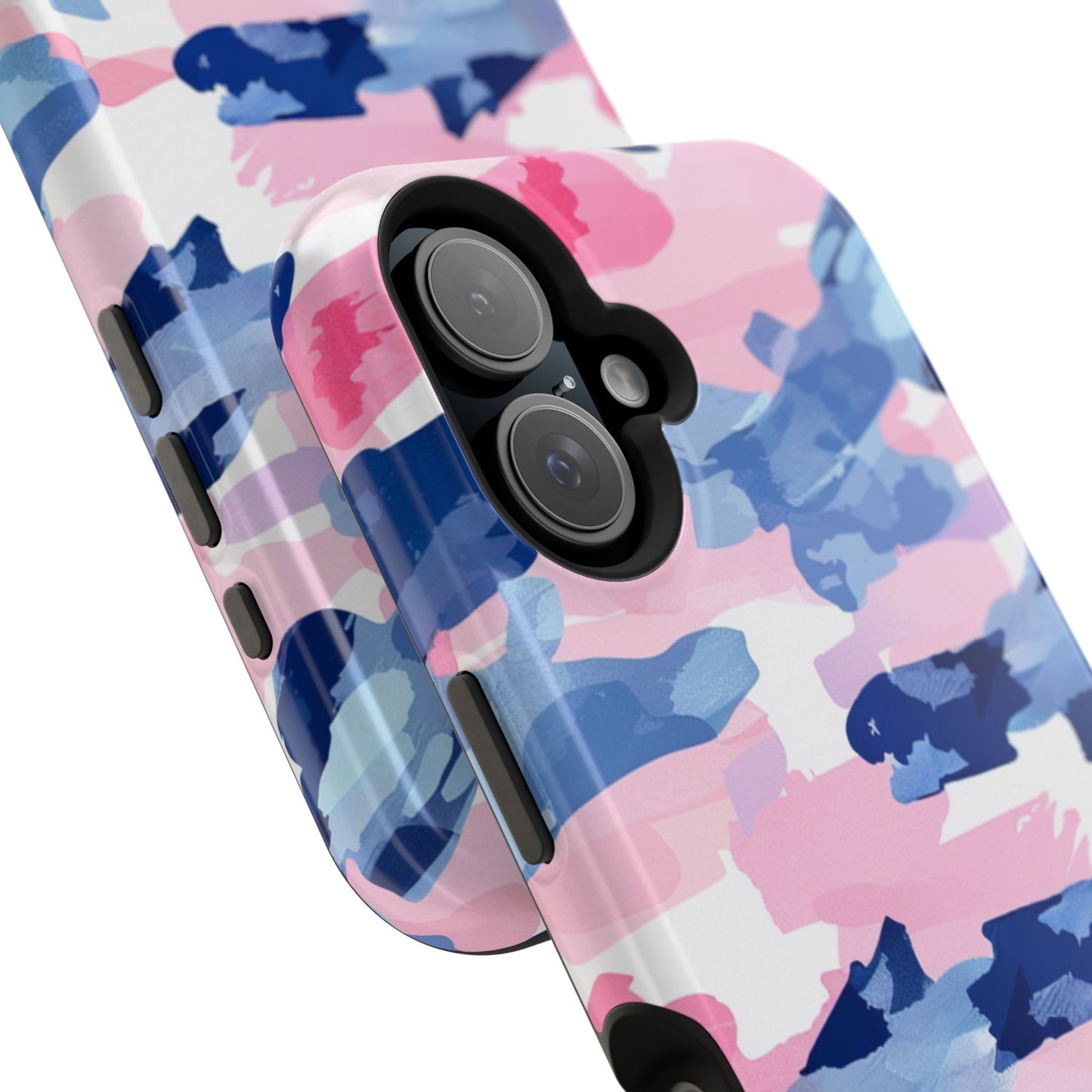 MagSafe Case: Dynamic Pink & Navy Brushstroke Art