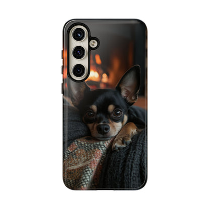 Cozy Chihuahua Fireplace Samsung Galaxy Case – Warm and Protective Design