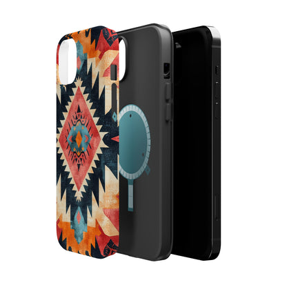 Bold Aztec Pattern Tough MagSafe iPhone Case – Vibrant Geometric Design, Dual-Layer Protection