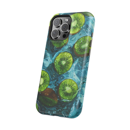 Tropical Kiwi Splash MagSafe iPhone Case – Tough Dual-Layer, Vibrant Summer Design