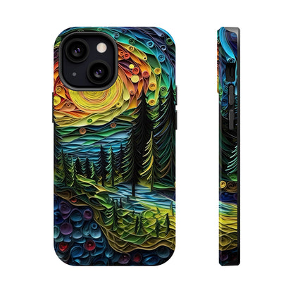 Radiant Forest Sunset MagSafe iPhone Case – Artistic Landscape Design