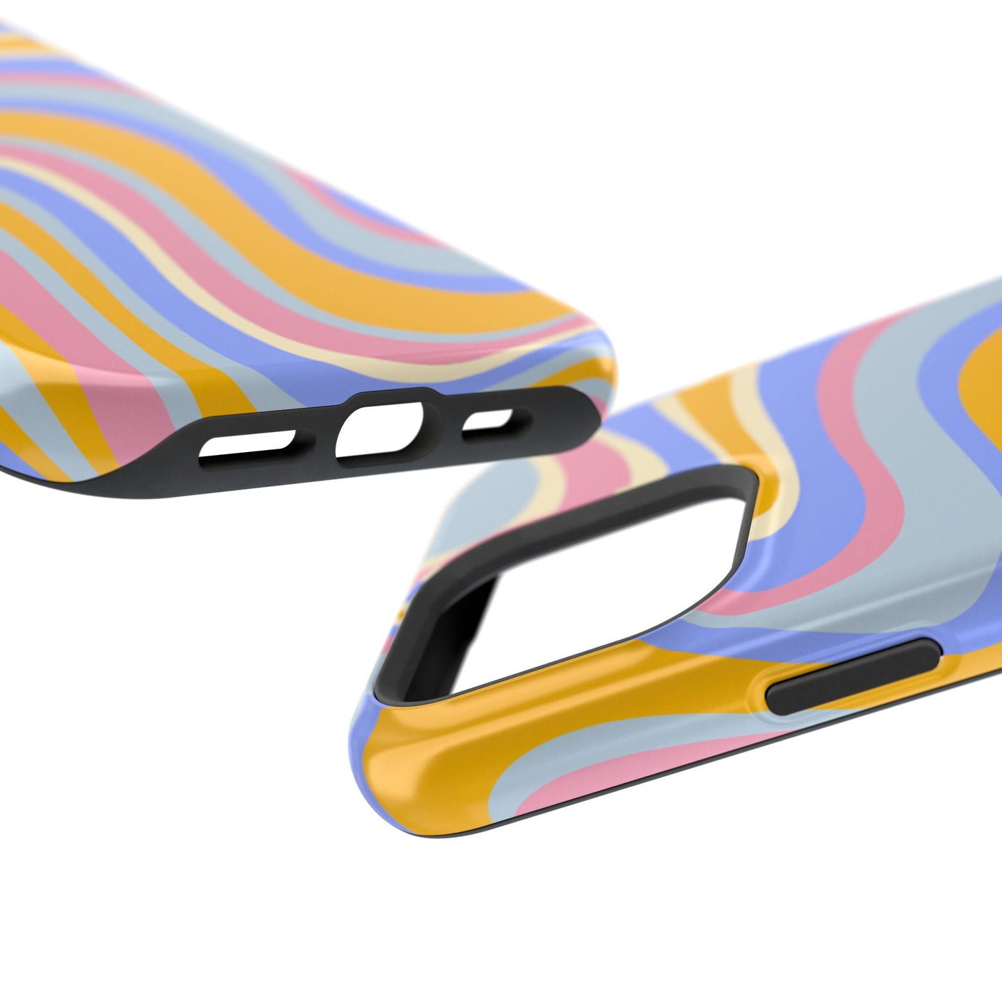 Groovy Pastel Waves MagSafe iPhone Case – 70s-Inspired Design with Dual-Layer Protection