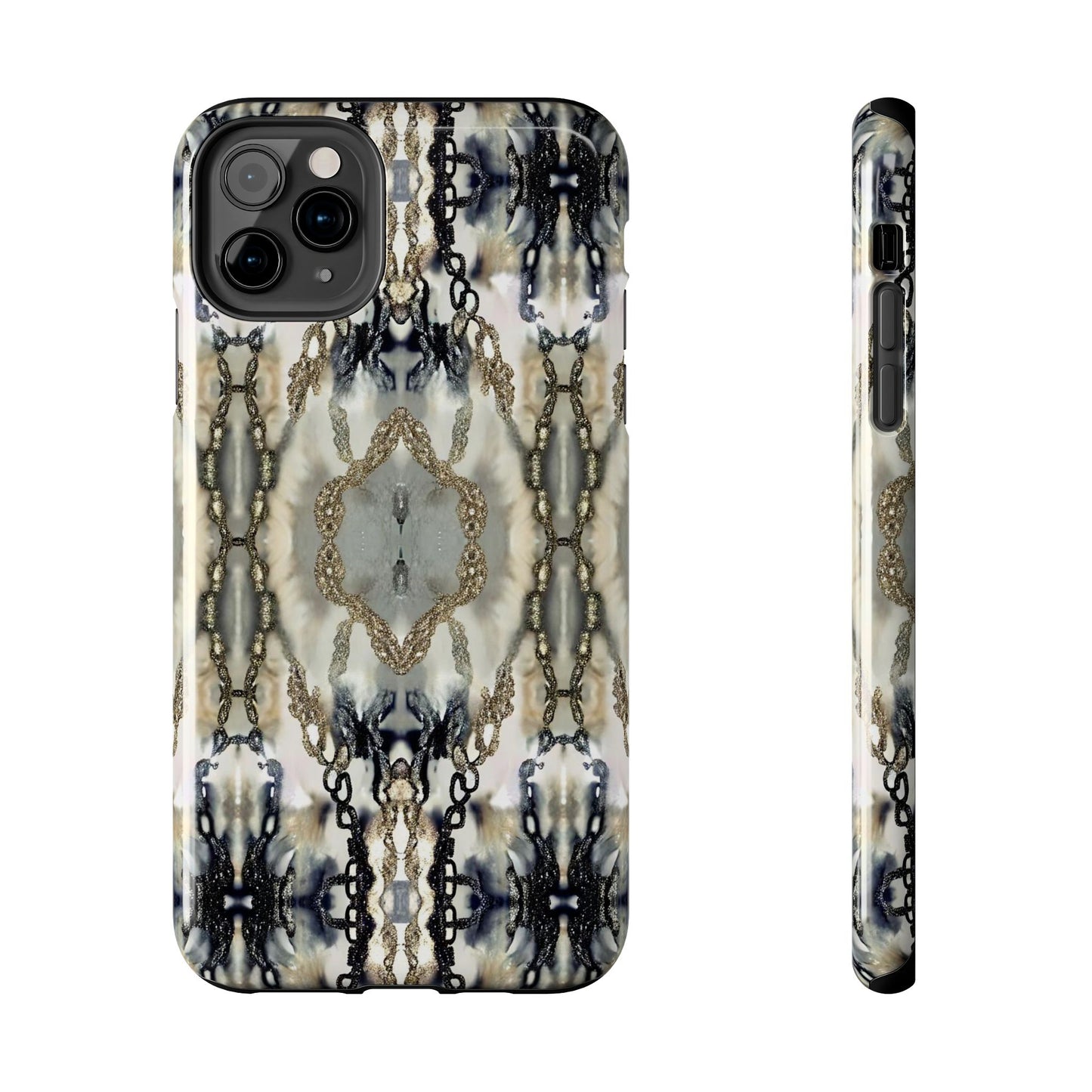 Abstract Marble - Metal Chain Pattern iPhone Case - Chic Protective Cover