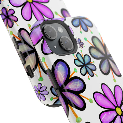 Whimsical Lavender Floral MagSafe iPhone Case – Ultra-Slim, High-Gloss Finish