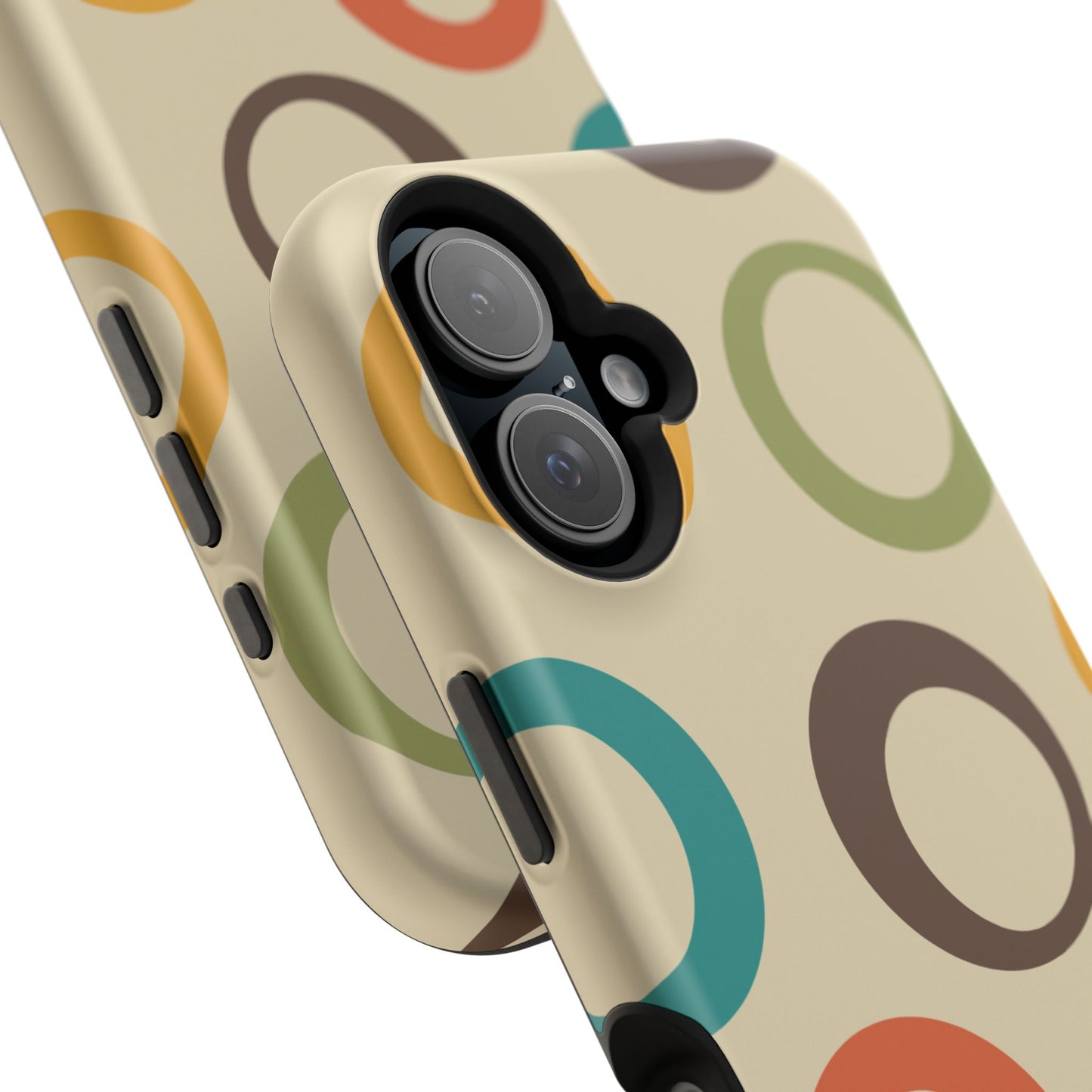 Retro Colorful Rings MagSafe iPhone Case – Shockproof, Matte Finish, Dual-Layer Protection