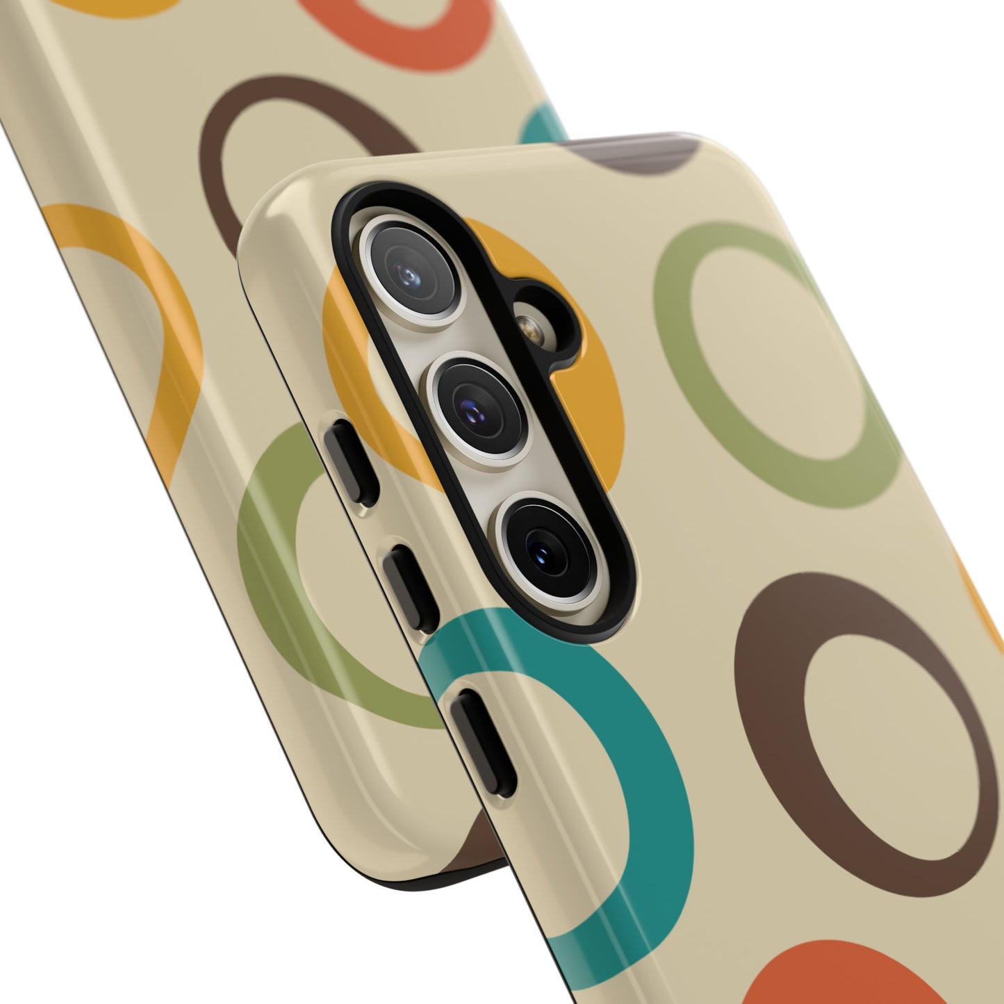 Retro Colorful Rings Samsung Galaxy Case – Shockproof, Matte Finish, Dual-Layer Protection