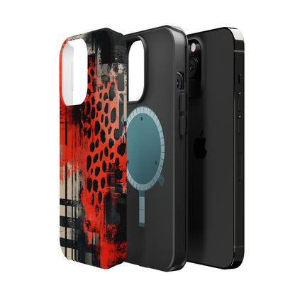 MagSafe iPhone Case: Cheetah Plaid – Red & Black Pattern