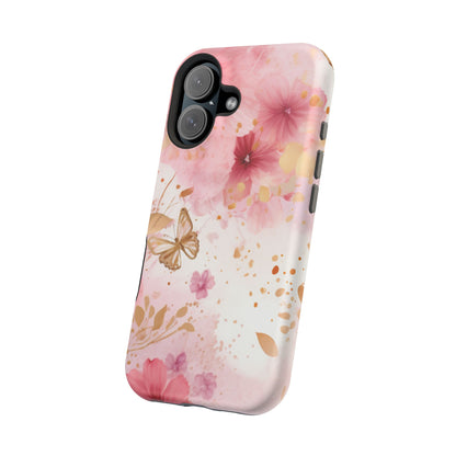 Blush Pink Floral Butterfly - MagSafe iPhone Case