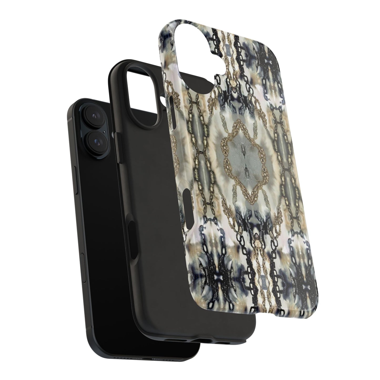 Abstract Marble - Metal Chain Pattern iPhone Case - Chic Protective Cover