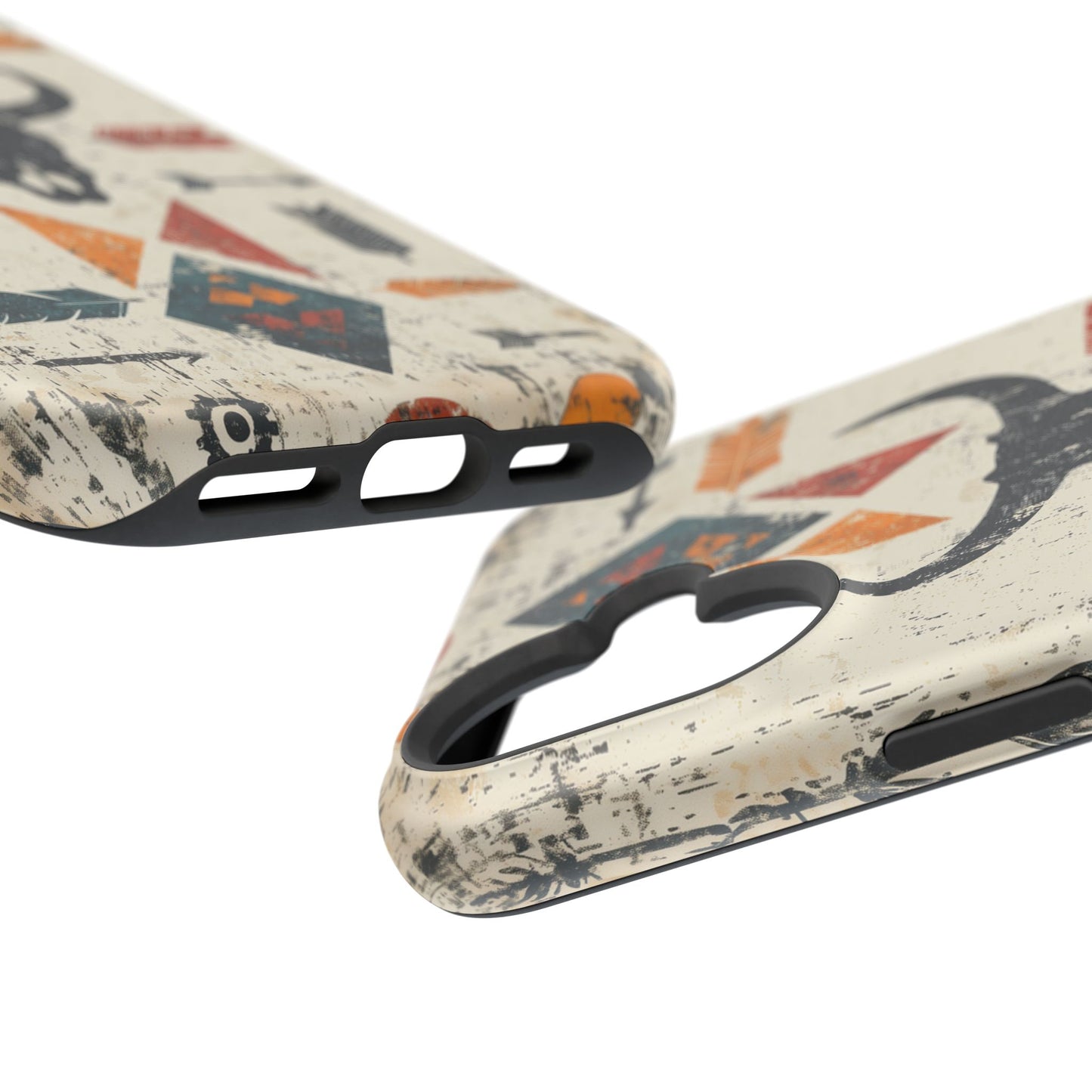 Tribal Bull Skull & Arrows Tough MagSafe iPhone Case – Rustic Western Design, Dual-Layer Protection