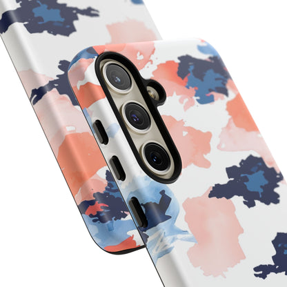 Abstract Coral & Navy Watercolor Design – Samsung Galaxy Case