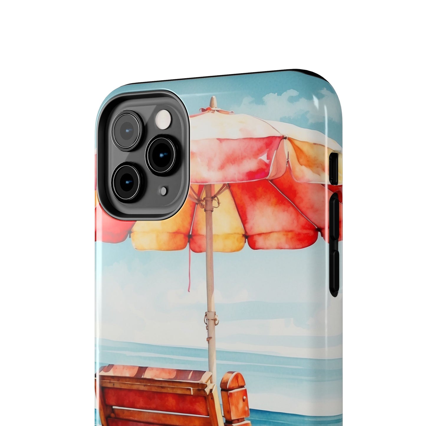 Beachfront Sunset Lounge iPhone Case – Vibrant Watercolor Design