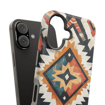 Vintage Southwestern Diamond Tough MagSafe iPhone Case – Rustic Tribal Design, Dual-Layer Protection