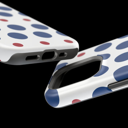 Bold Navy & Red Polka Dot Pattern – MagSafe iPhone Case