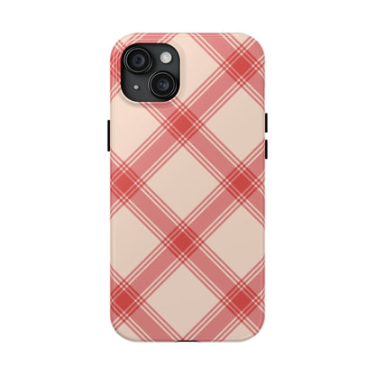 Soft Peachy Red Plaid iPhone Case