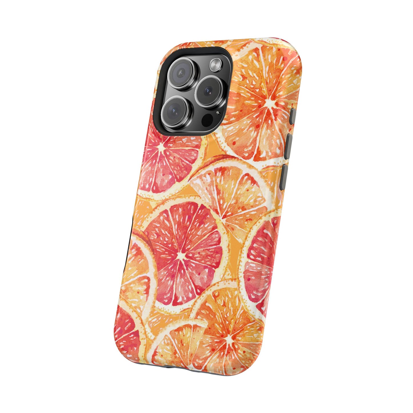 Watercolor Citrus Splash Tough MagSafe iPhone Case – Vibrant Fruit Print, Shock-Resistant Design