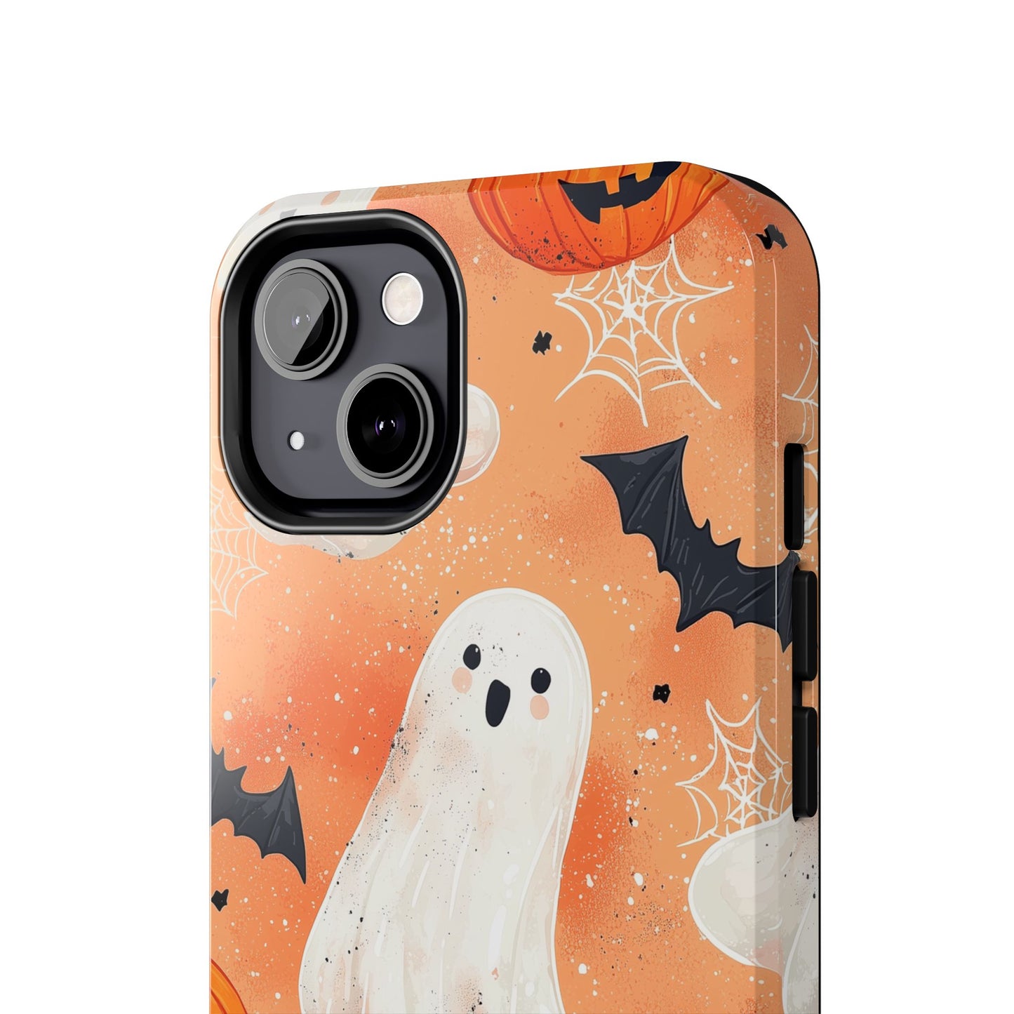 Spooky Cute Ghost iPhone Case – Halloween Ghosts, Pumpkins, Bats & Cobwebs Design