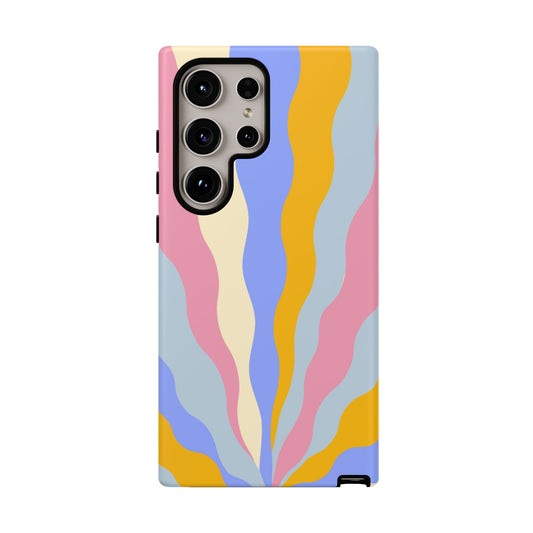 Pastel Radiance Samsung Galaxy Case – 70s-Inspired Dual-Layer Design with Wavy Sunburst Pattern