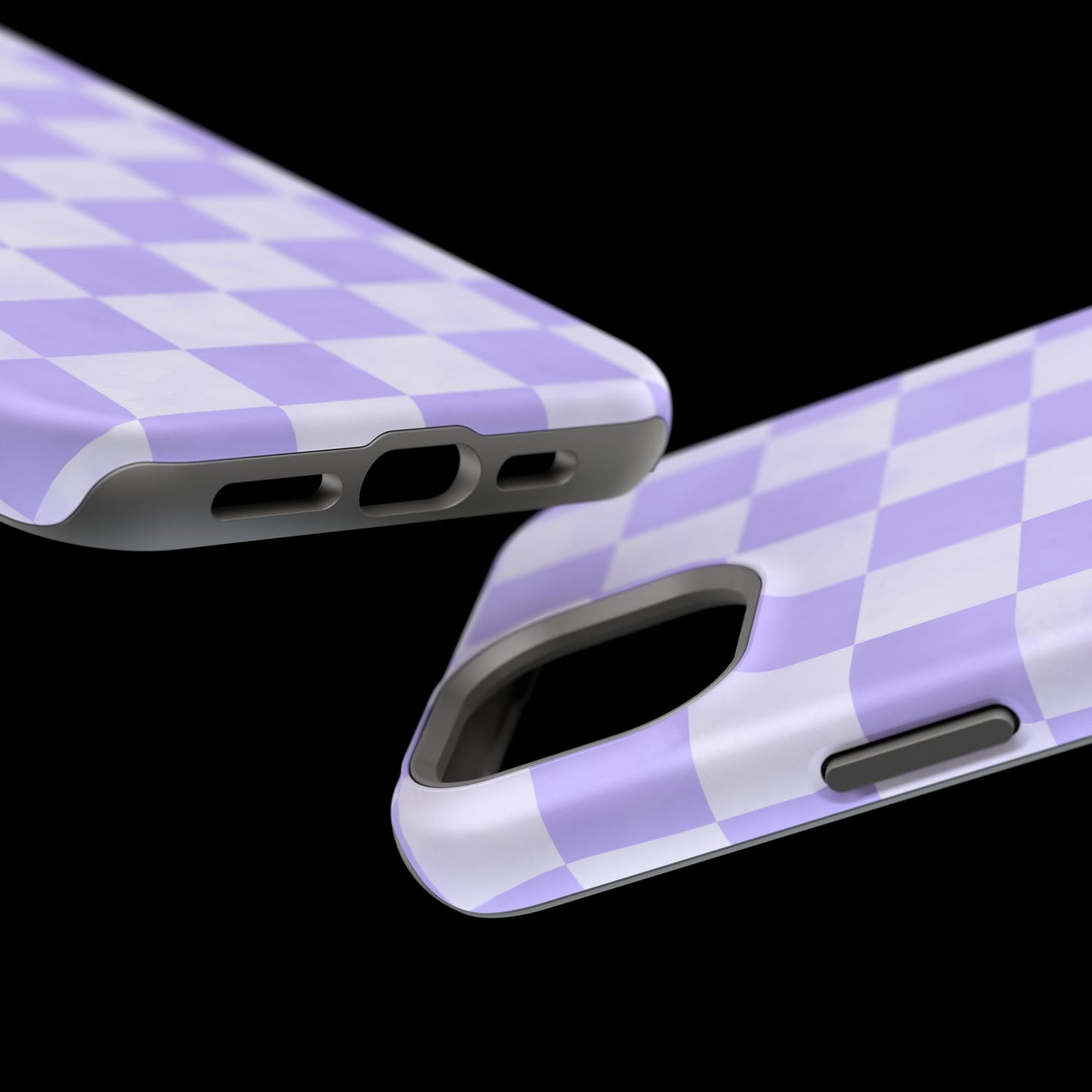 Lavender Checkerboard MagSafe iPhone Case – Shockproof, Smooth Matte Finish, Dual-Layer Design