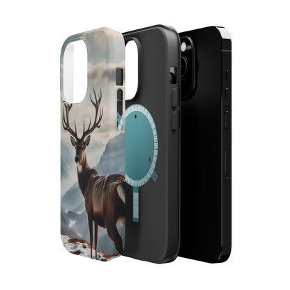 Alpine Majesty: Stag in Snow – MagSafe iPhone Case