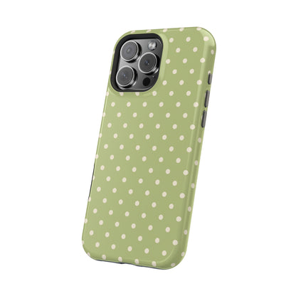 Sage Green Polka Dots – MagSafe iPhone Case