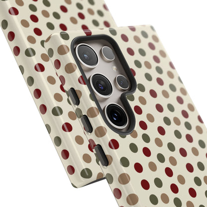 Festive Red & Green Polka Dots on Cream – Samsung Galaxy Case