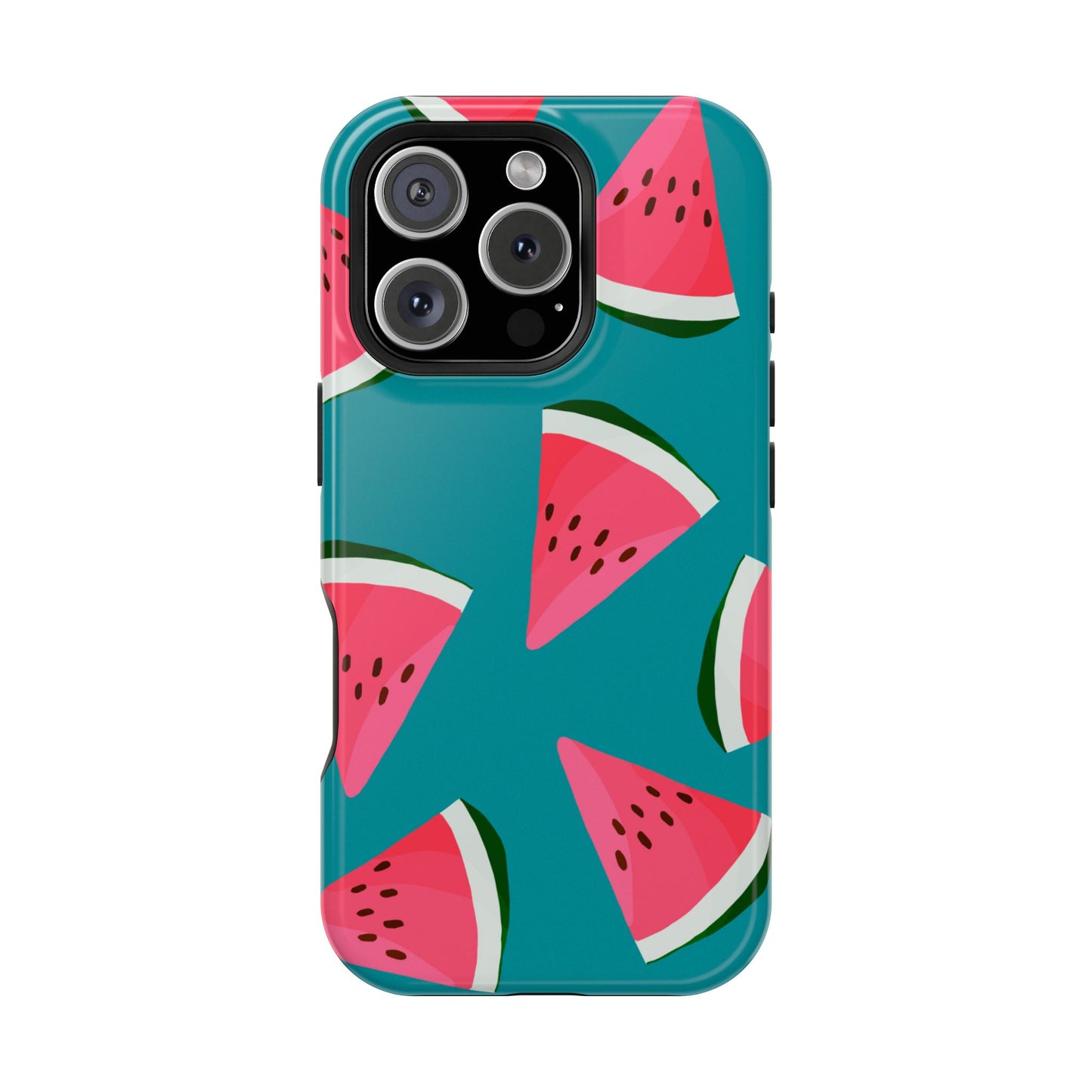 Watermelon Bliss MagSafe iPhone Case – Vibrant Summer Fruit Design on Teal Background