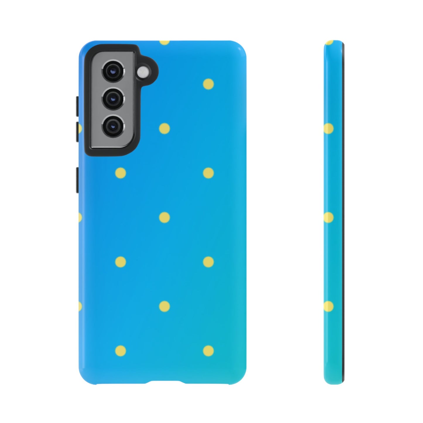 Blue Ocean Gradient Polka Dots Samsung Galaxy Case – Shockproof, Smooth Matte Finish, Dual-Layer Design