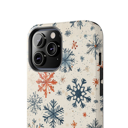 Rustic Orange and Blue Snowflake Pattern – iPhone Series Case