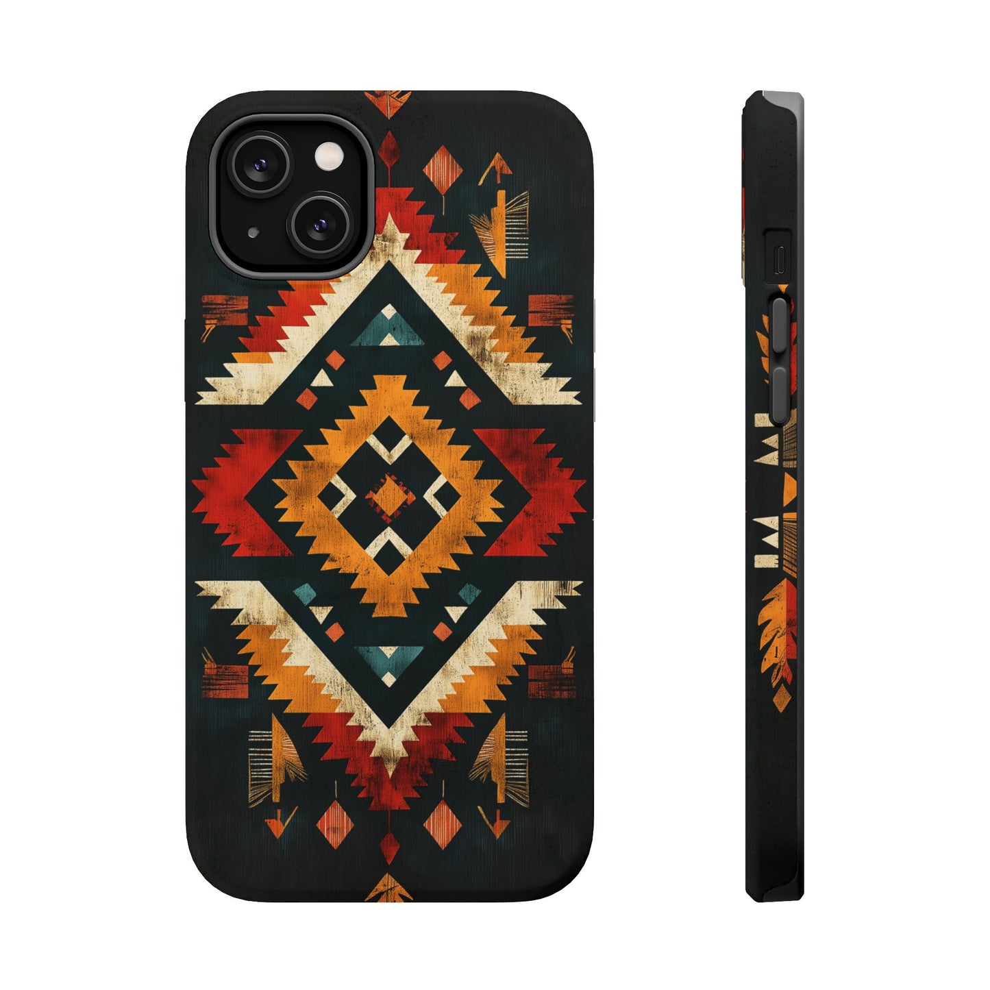 Southwestern Tribal Diamond Tough MagSafe iPhone Case – Bold Geometric Pattern, Dual-Layer Protection