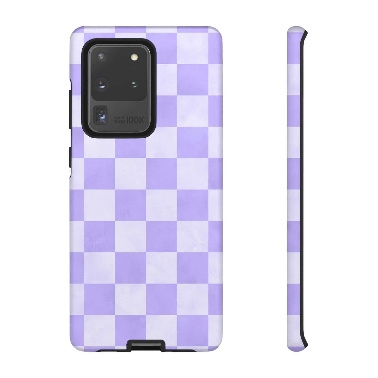 Lavender Checkerboard Samsung Galaxy Case – Shockproof, Smooth Matte Finish, Dual-Layer Design