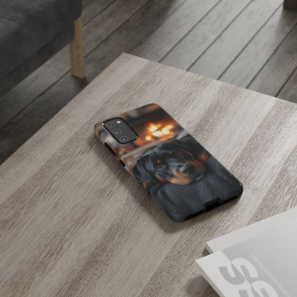 Warm Rottweiler by the Fireplace Samsung Galaxy Case – Rustic Charm for Dog Lovers