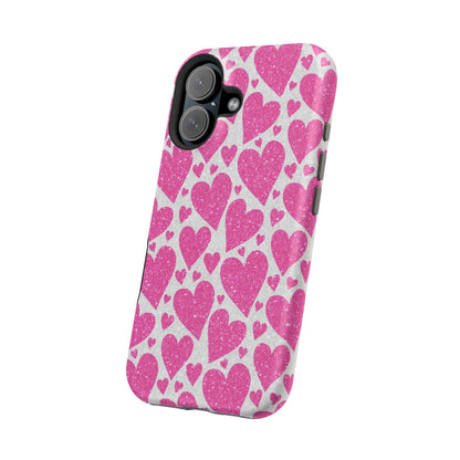 Pink Glitter Hearts Pattern MagSafe Case