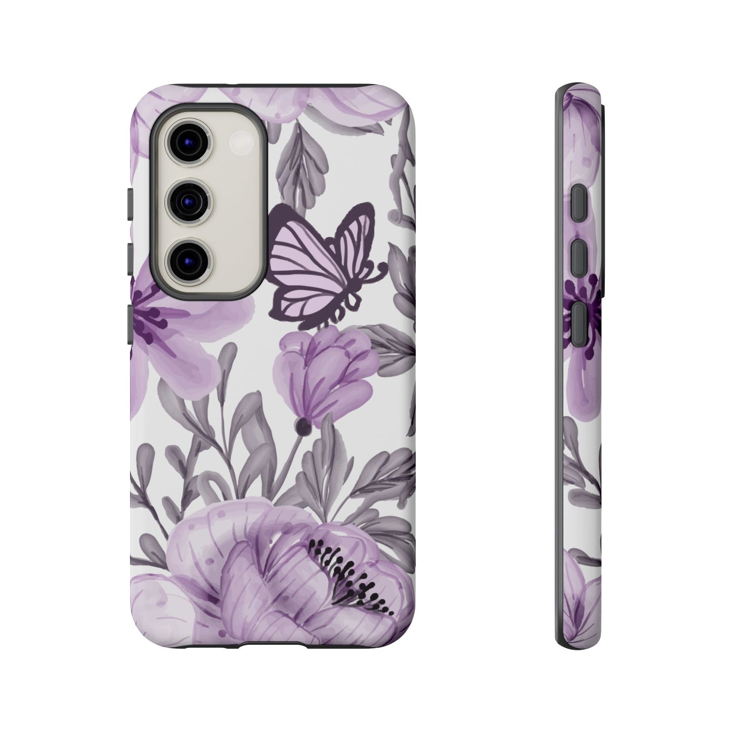 Lavender Bloom Butterfly Samsung Galaxy Case – Delicate Floral Design with Watercolor Details