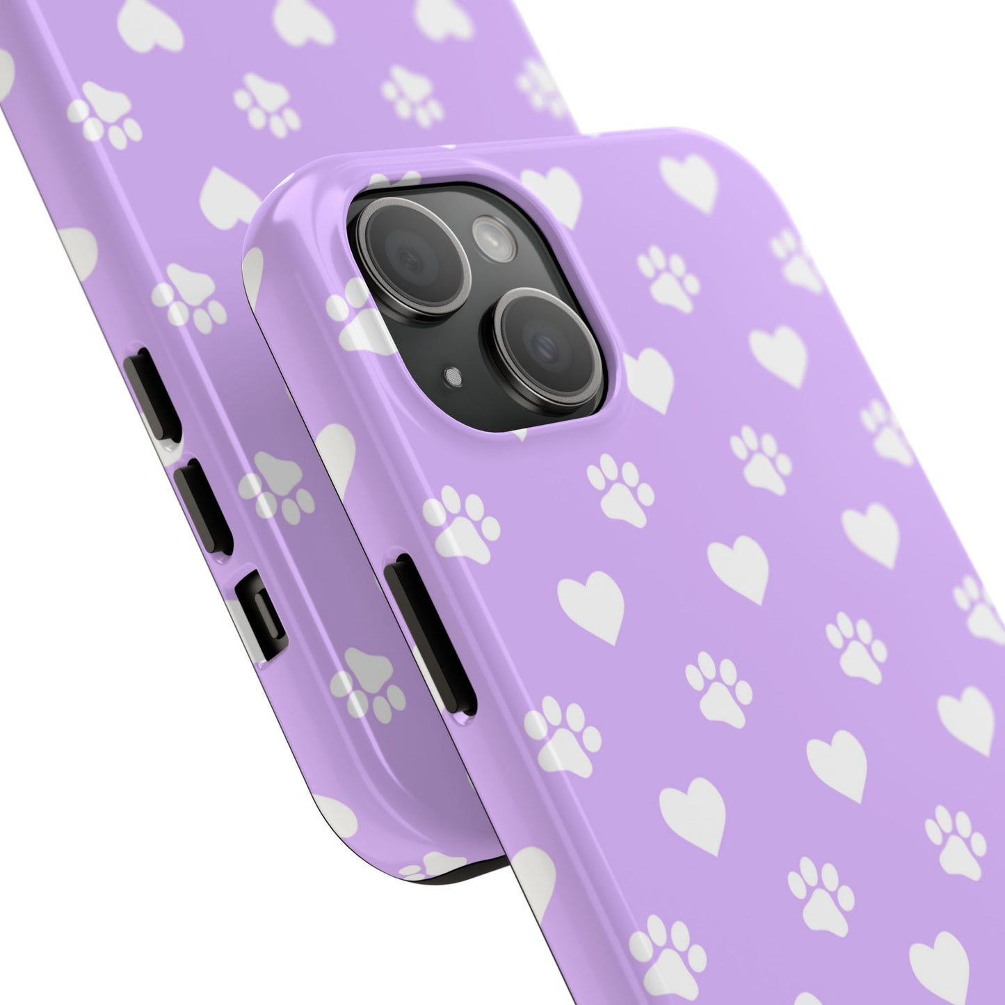 Lilac Paw Prints & Hearts – iPhone Case