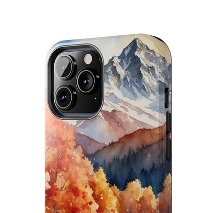 Watercolor Autumn Forest and Mountains - iPhone Case