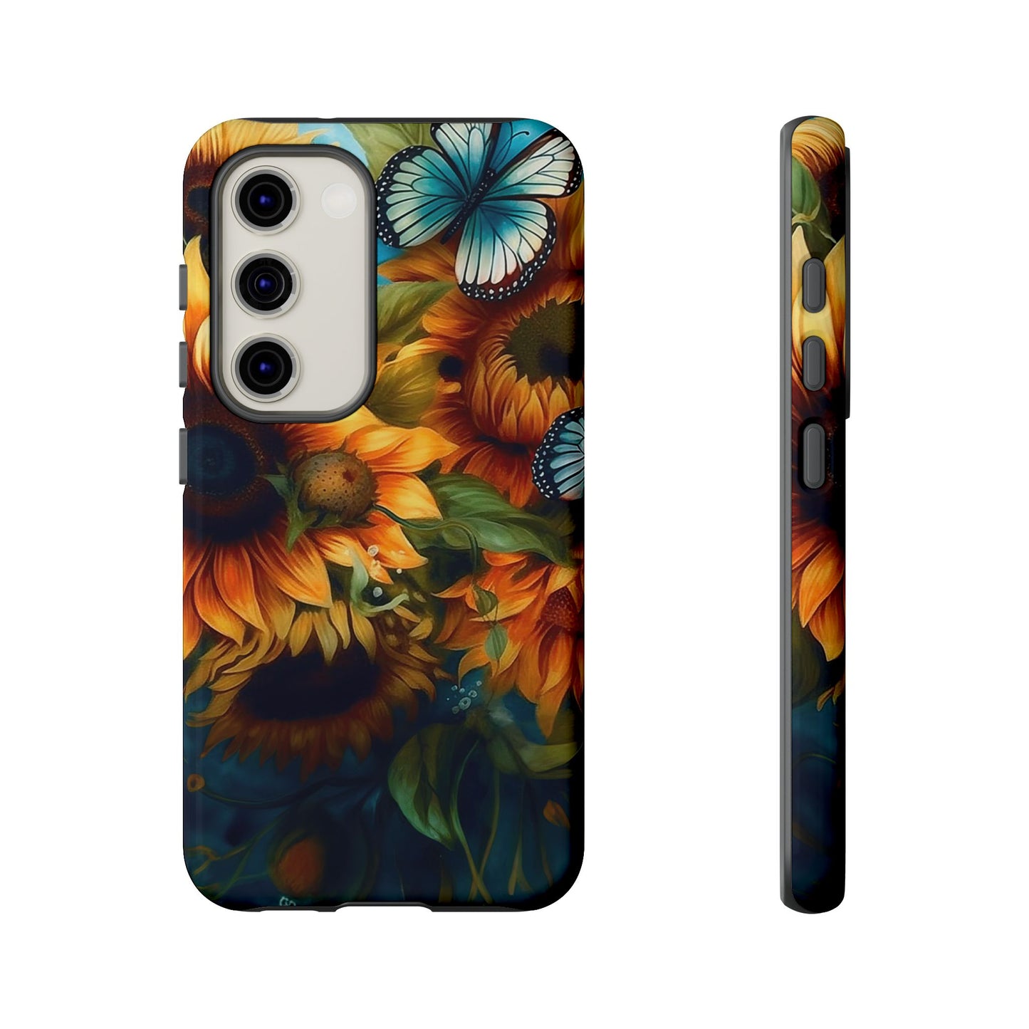 Aqua Blue Butterfly & Sunflower Art – Samsung Galaxy Case