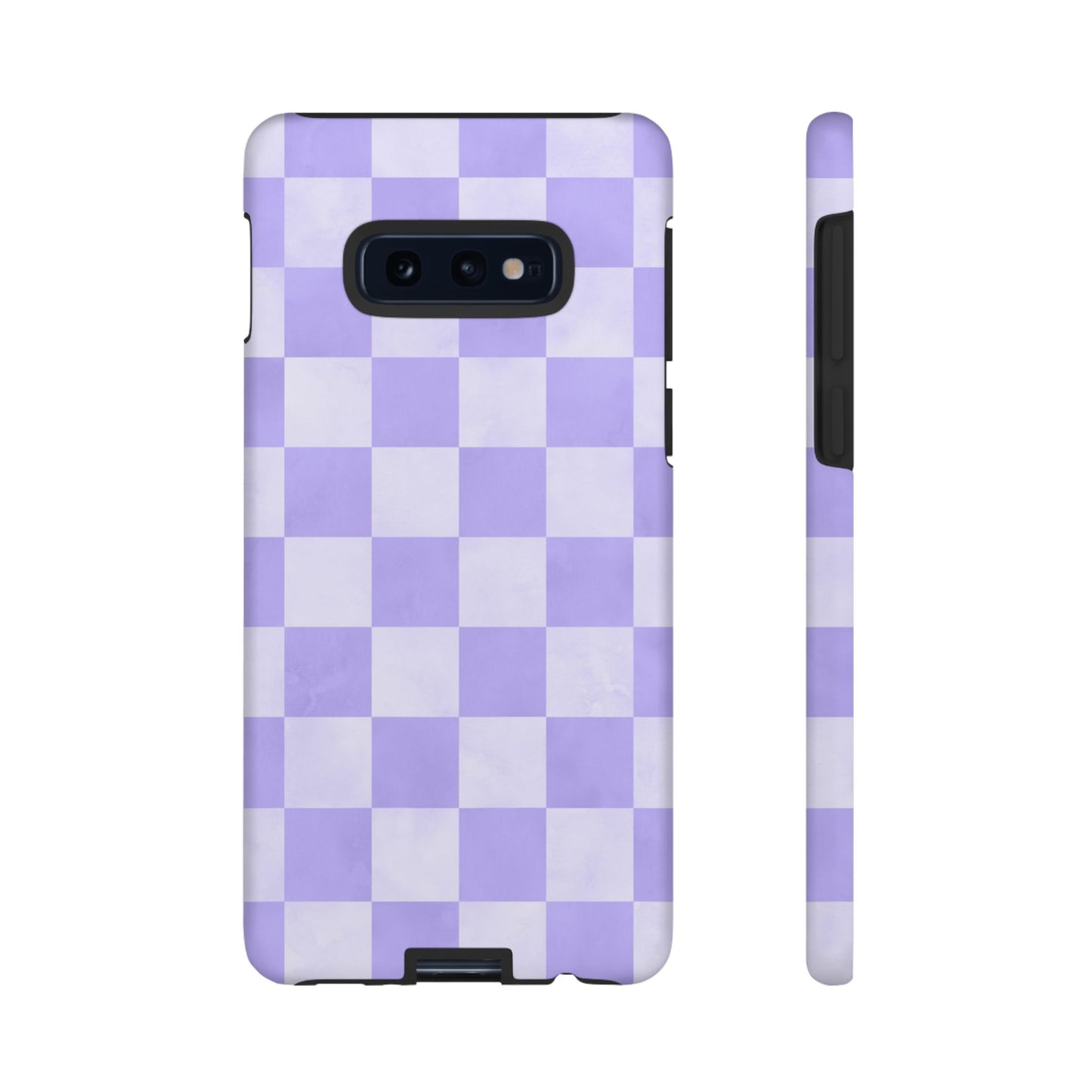 Lavender Checkerboard Samsung Galaxy Case – Shockproof, Smooth Matte Finish, Dual-Layer Design