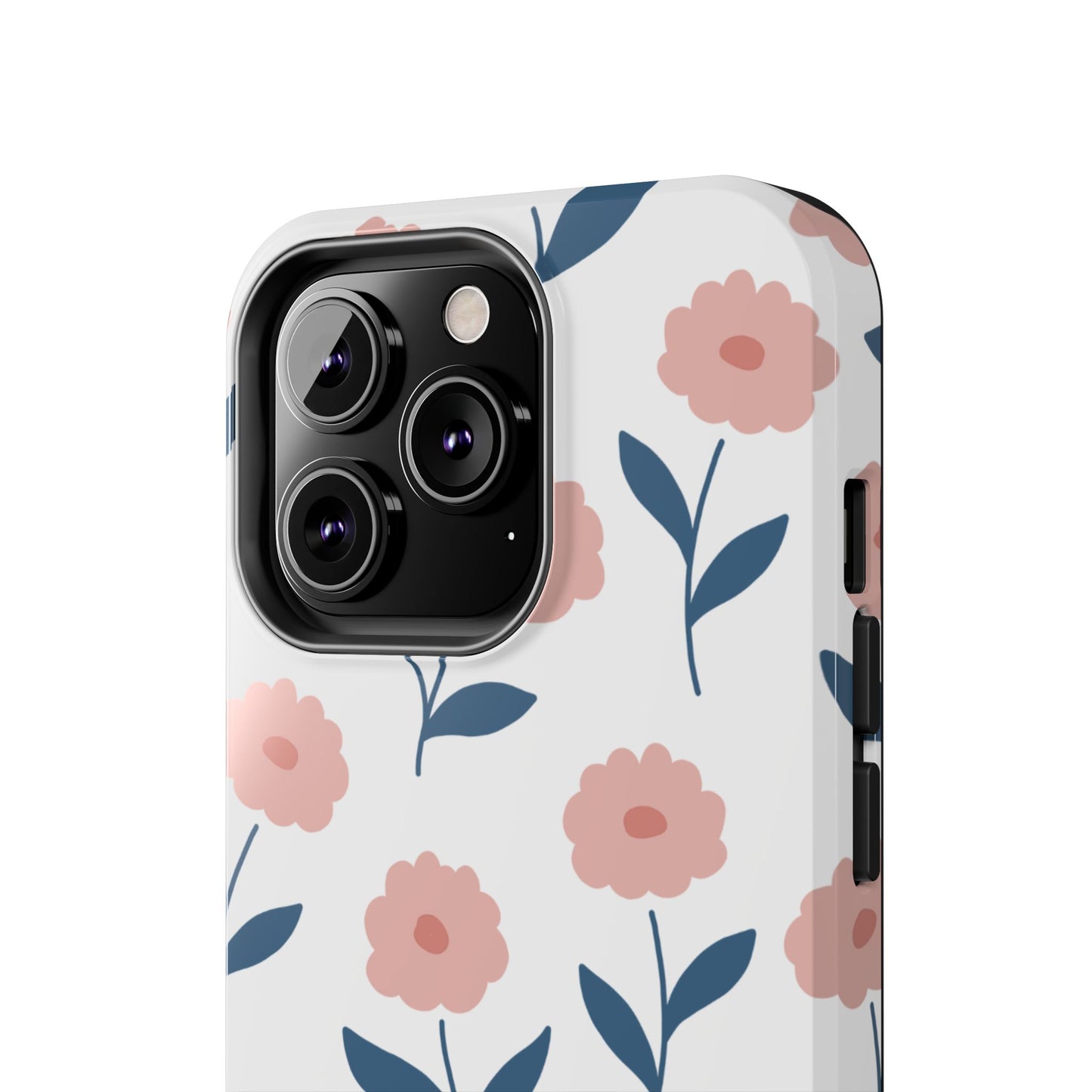 Playful Pink Floral Tough iPhone Case – Soft Pastel Design, Slim & Shockproof