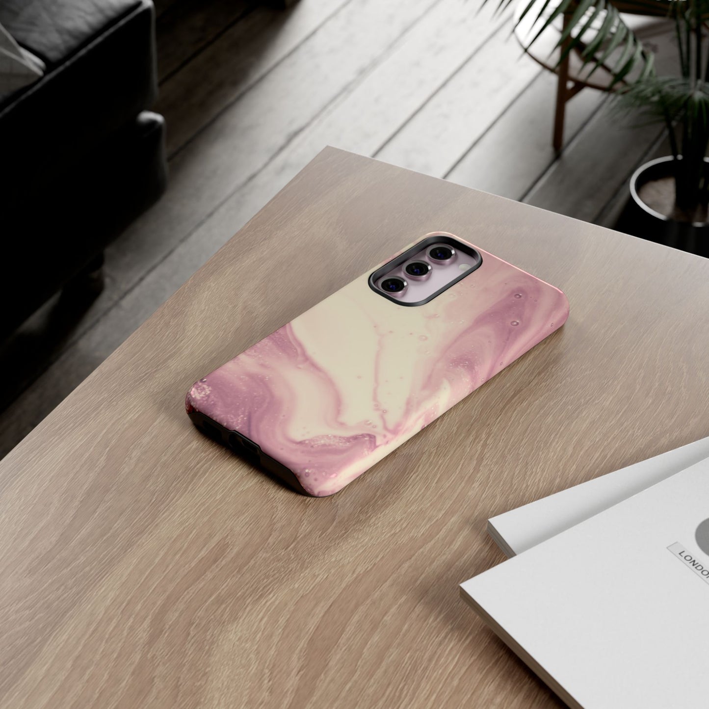 Blush Marble Glow – Samsung Galaxy Case with Rose Gold Swirl Design