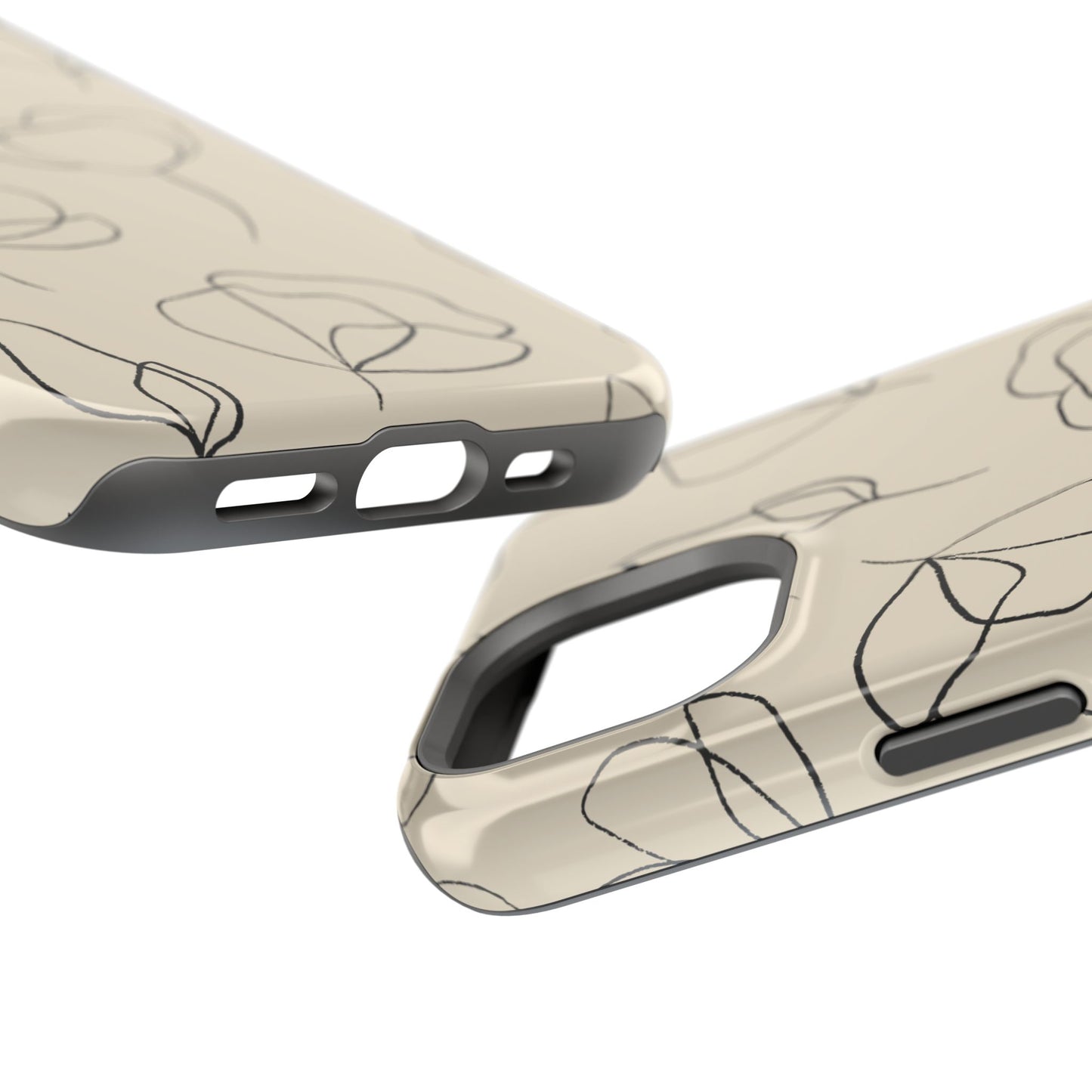 Minimalist Line Art Floral Tough MagSafe iPhone Case – Elegant Abstract Design with Dual-Layer Protection