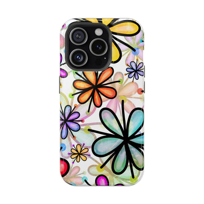 Retro Floral Pop MagSafe iPhone Case – Ultra-Slim Design, High-Gloss Finish