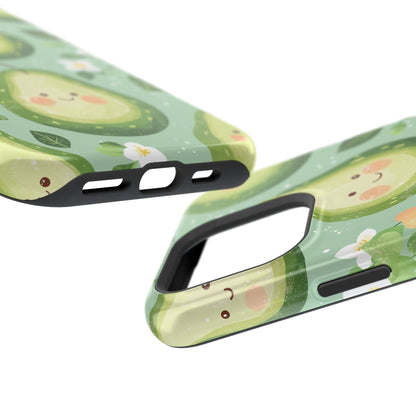 Smiling Avocados Tough MagSafe iPhone Case – Cute Avocado Design, Dual-Layer Protection