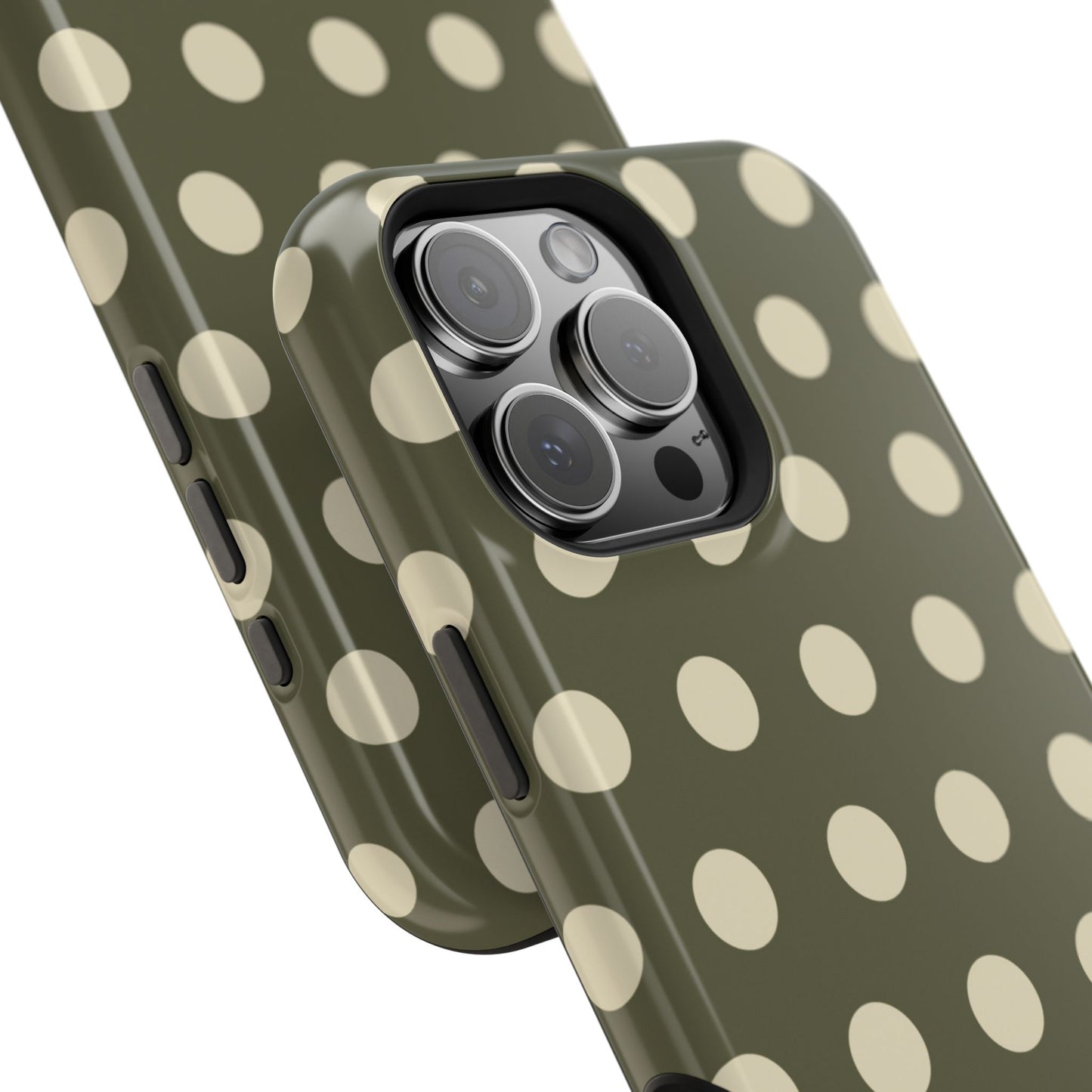 Vintage Green & Cream Polka Dots – MagSafe iPhone Case