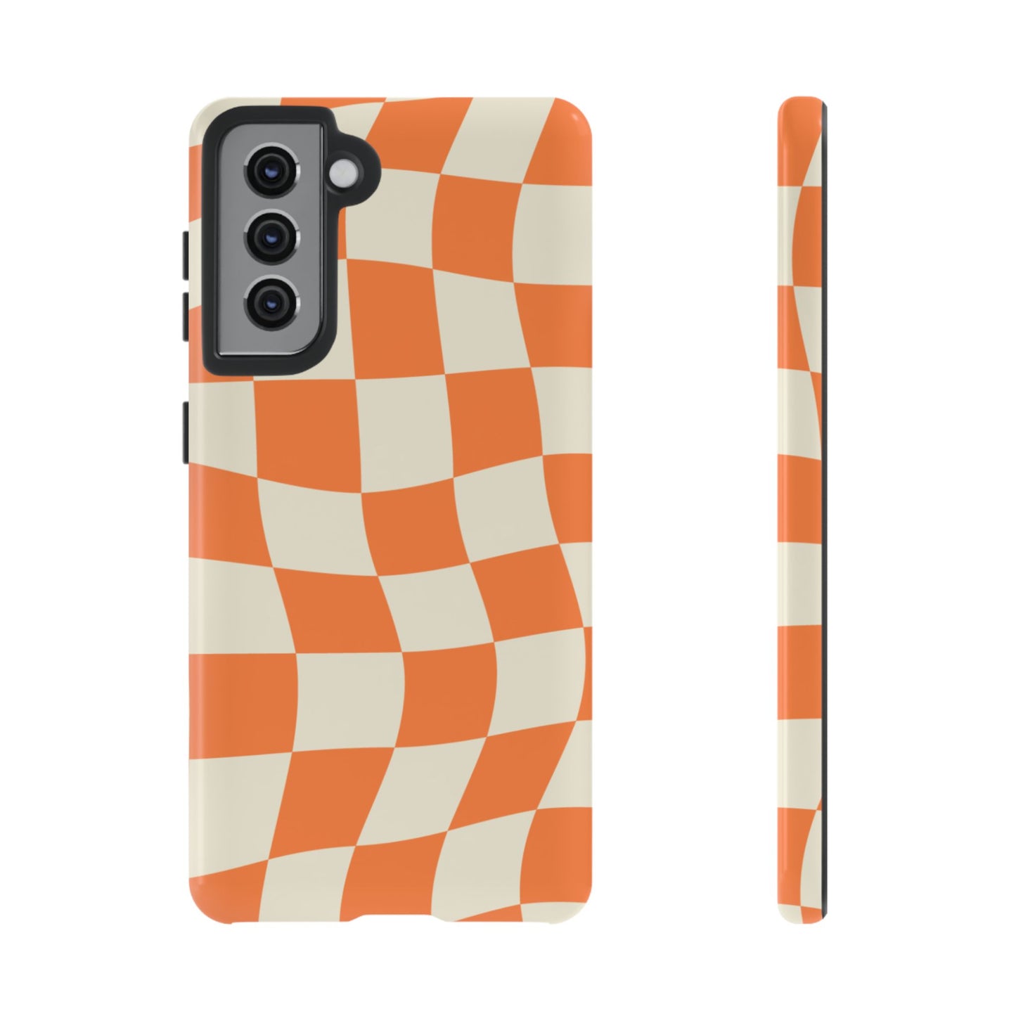 Wavy Retro Checkerboard Samsung Galaxy Case – Shockproof, Matte Finish, Dual-Layer Protection