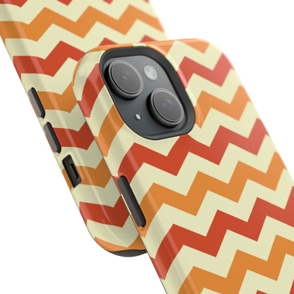 Warm Sunset Chevron – Orange, Red & Cream Geometric MagSafe iPhone Case