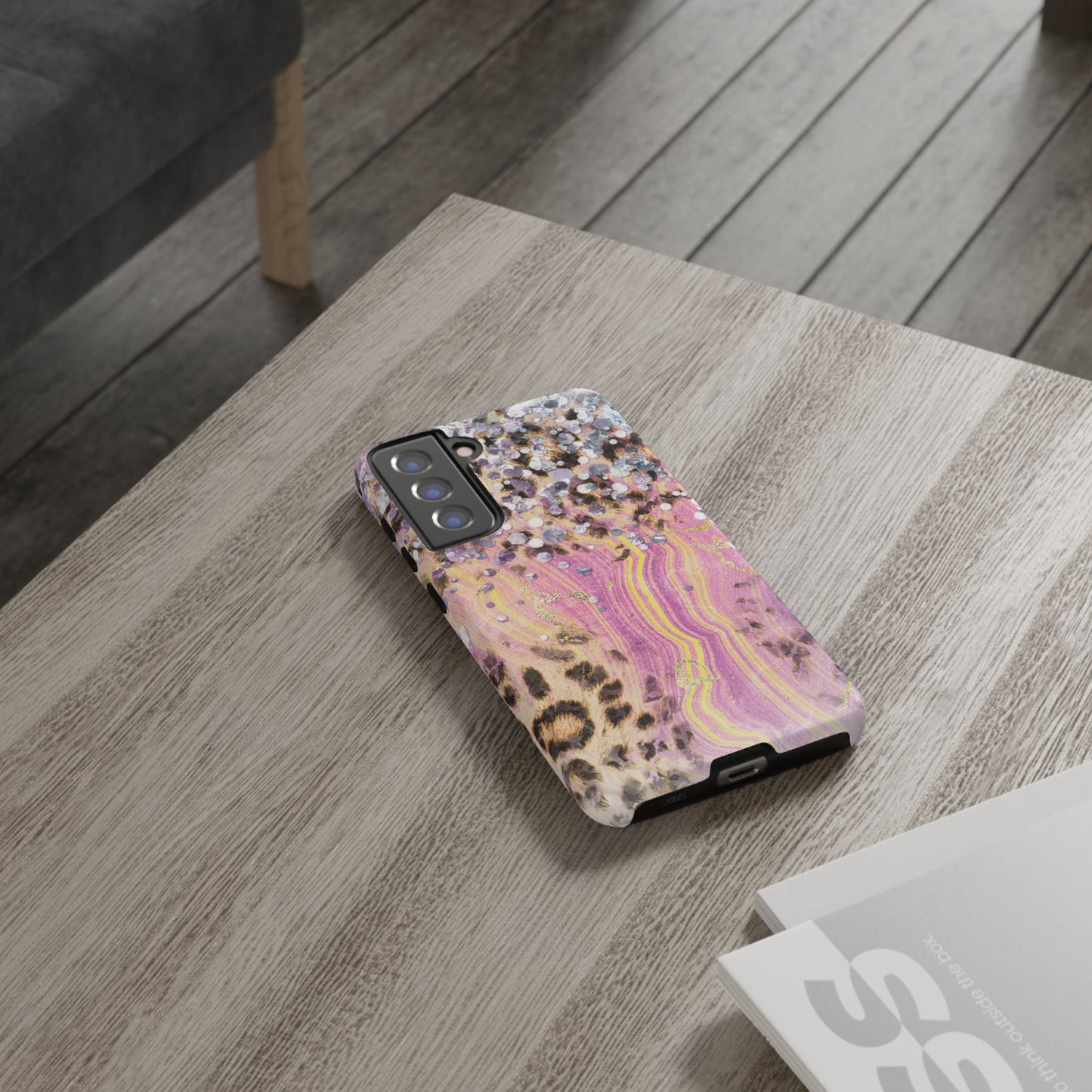 Crystal Glam Leopard - Samsung Galaxy Series Case with Glitter and Gem Accents