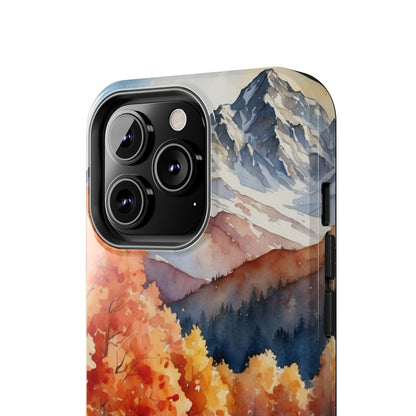 Watercolor Autumn Forest and Mountains - iPhone Case