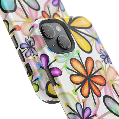 Retro Floral Pop MagSafe iPhone Case – Ultra-Slim Design, High-Gloss Finish